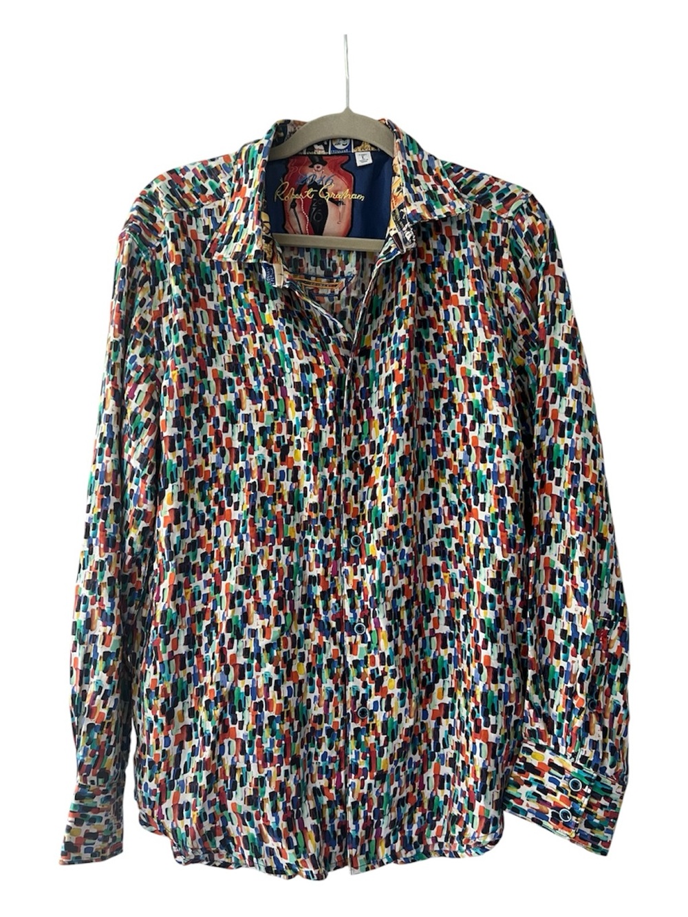 Robert Graham Men’s Button-Front Shirt – Multicolor Abstract Print – Size L